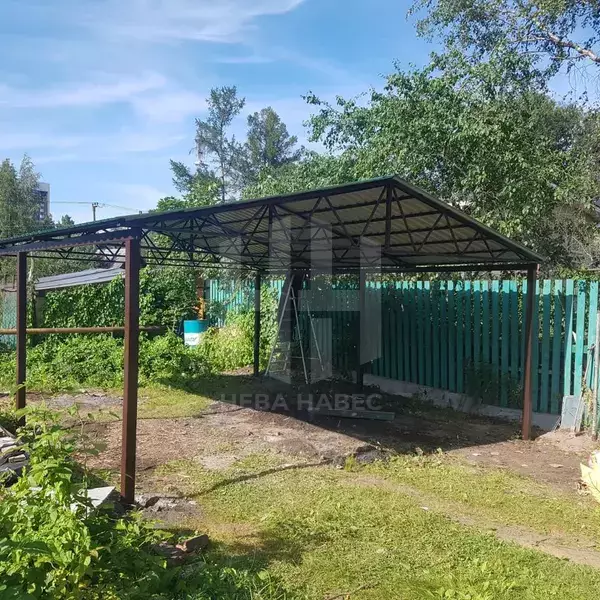 двускатный навес с профлистом